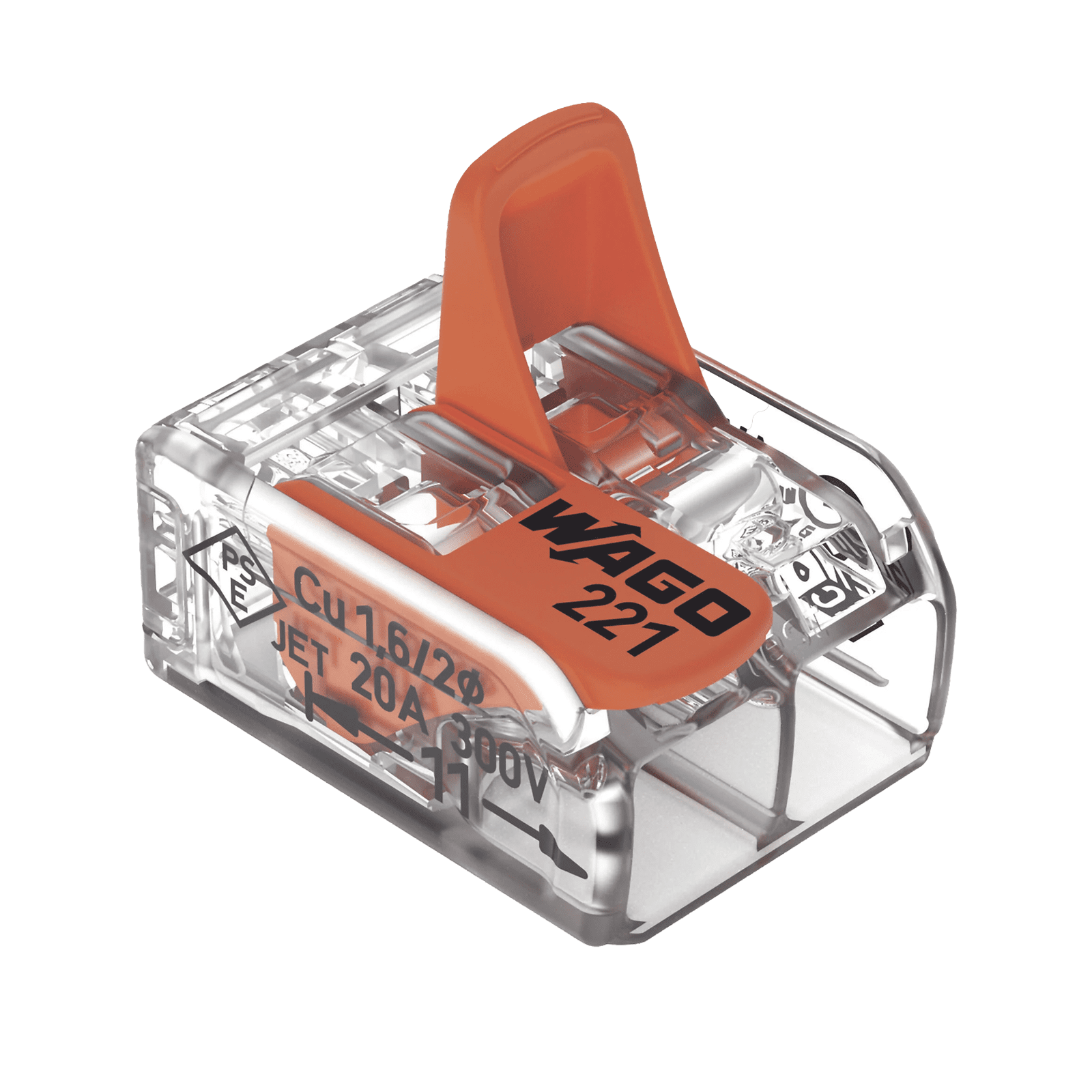 Conector Compacto para 1 Cable de Entrada 1 Cable de Salida / Cables Compatibles 28AWG-12AWG 221-412 - WAGO