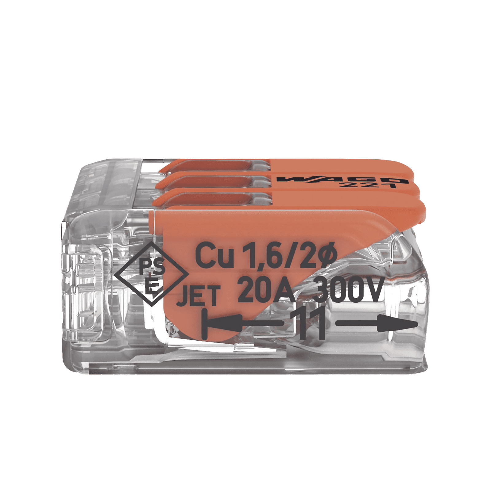 Conector Compacto para 1 Cable de Entrada 2 Cables de Salida / Cables Compatibles 28AWG-12AWG 221-413 - WAGO
