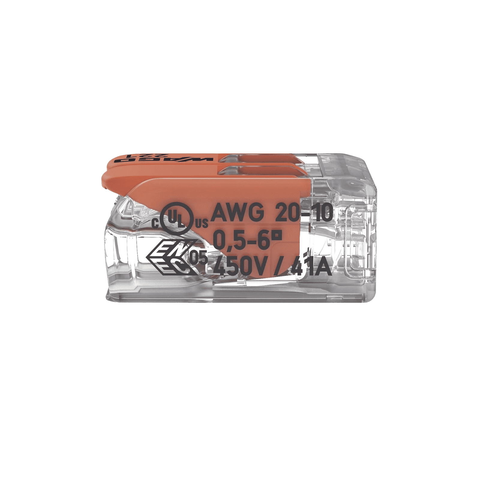 COMPACT SPLICING CONNECTORFOR ALL CONDUCTOR TYPES TRANSPARENT 2 CONNECTORS 221-612 - WAGO