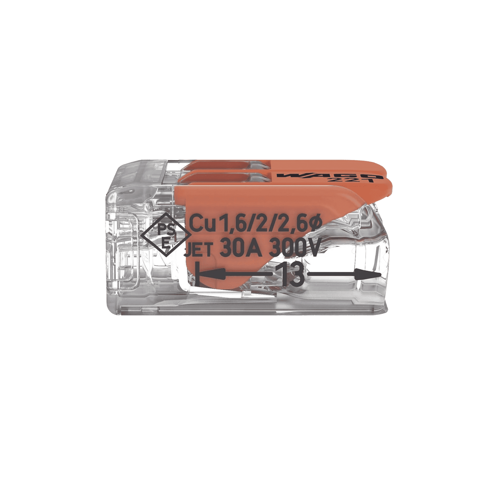 COMPACT SPLICING CONNECTORFOR ALL CONDUCTOR TYPES TRANSPARENT 2 CONNECTORS 221-612 - WAGO