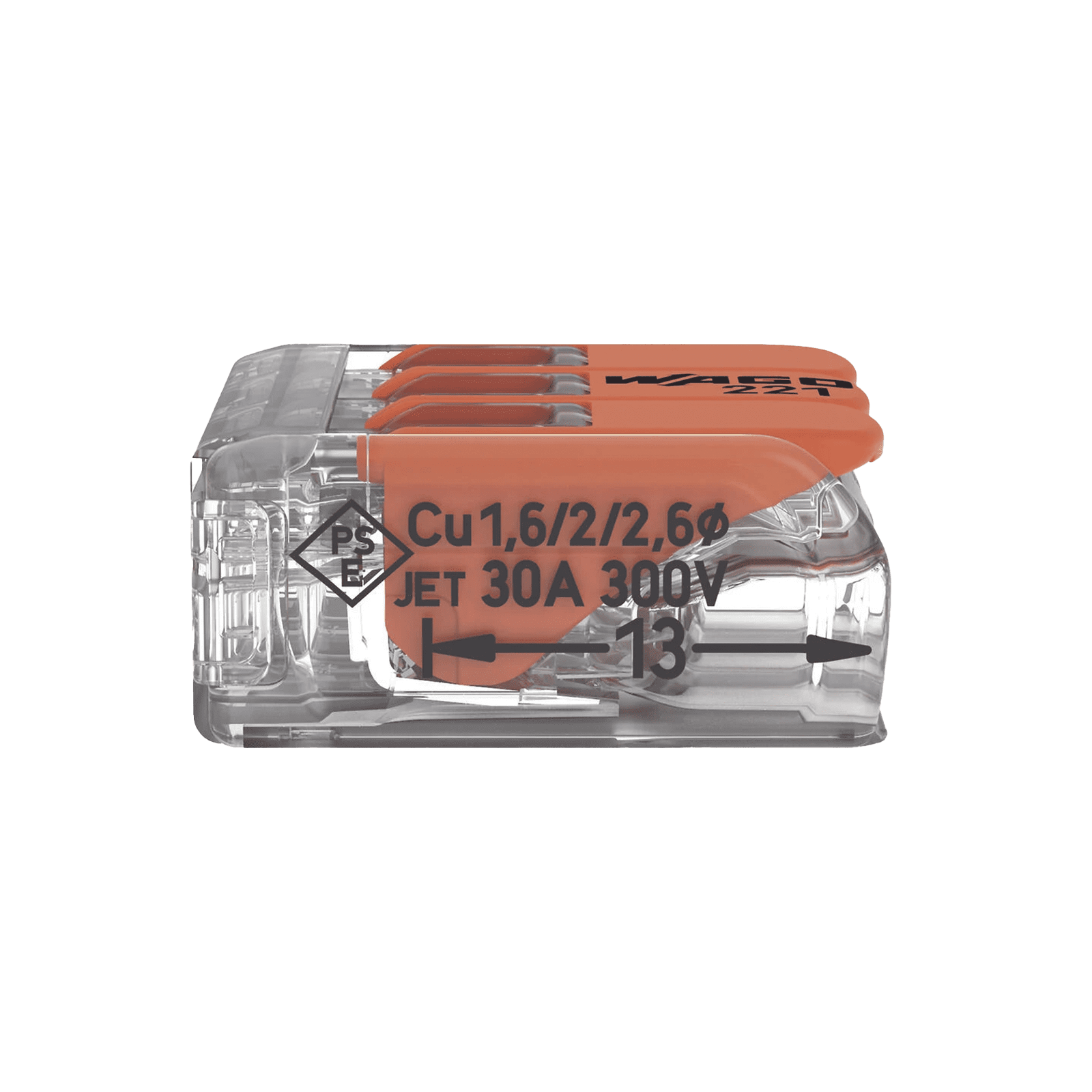 COMPACT SPLICING CONNECTORFOR ALL CONDUCTOR TYPES TRANSPARENT 3 CONNECTORS 221-613 - WAGO