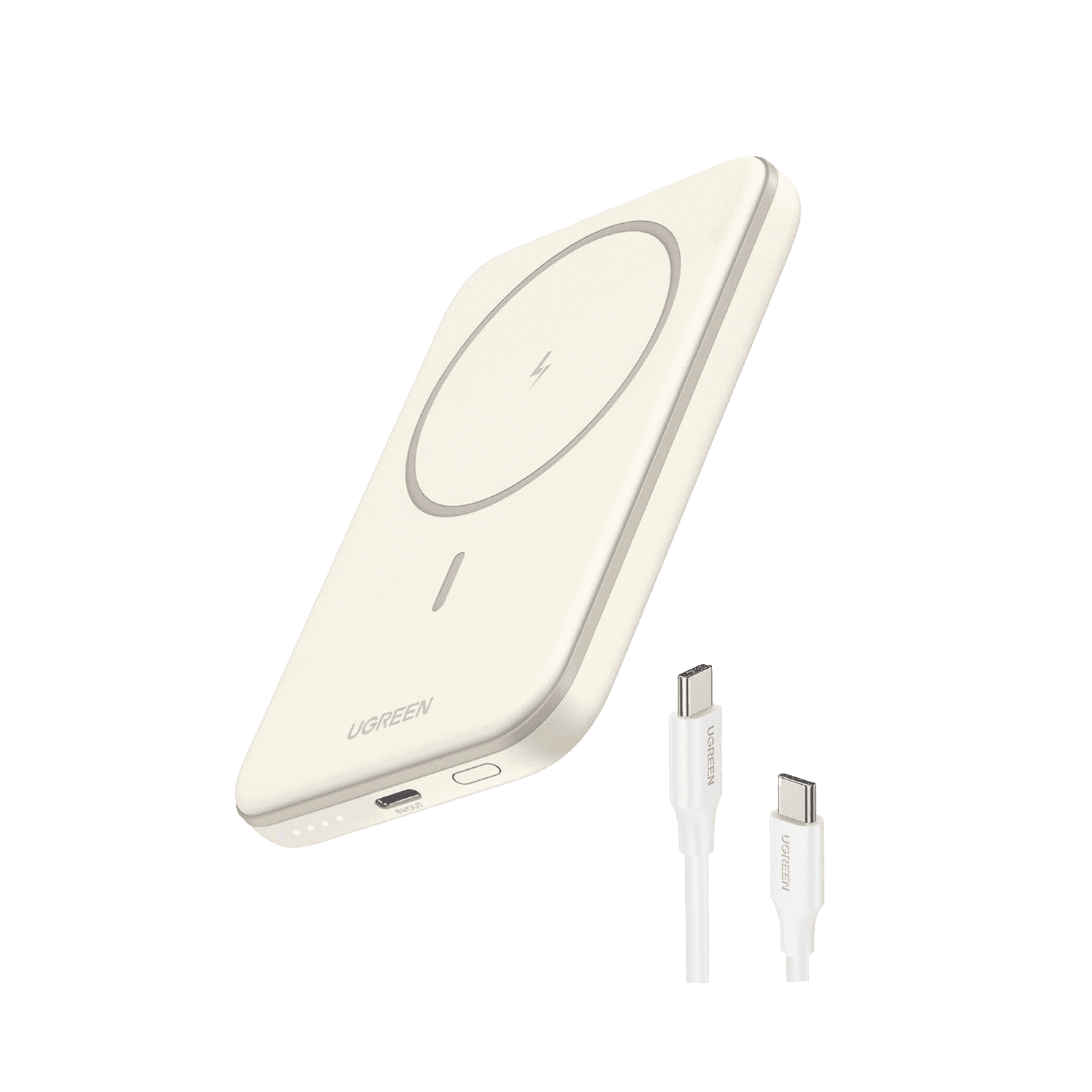 Power Bank MagSafe de 10000mAh | 20W | Carga Inalámbrica y por Cable USB-C | Sistema de Protección Inteligente | Tecnología de Carga Rápida | Ultra Delgado | Ultra ligero | Compatible con iPhone 15/14/13/12 | Color Beige. 25208 - UGREEN