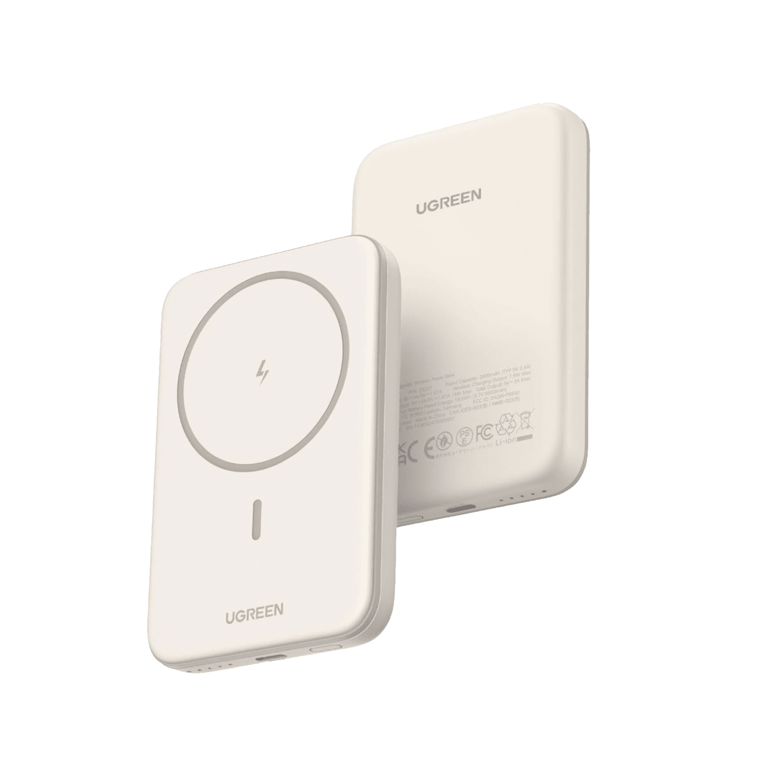 Power Bank MagSafe de 10000mAh | 20W | Carga Inalámbrica y por Cable USB-C | Sistema de Protección Inteligente | Tecnología de Carga Rápida | Ultra Delgado | Ultra ligero | Compatible con iPhone 15/14/13/12 | Color Beige. 25208 - UGREEN