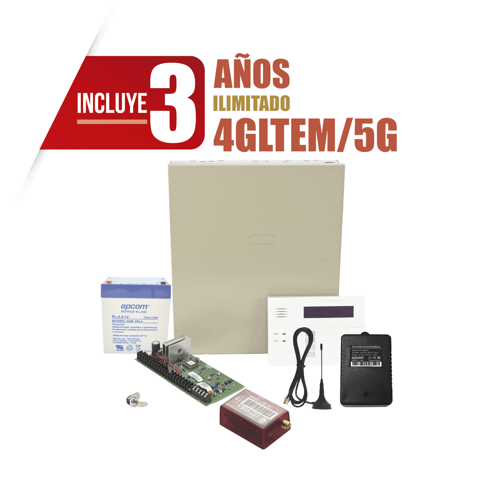 (3 Años 4GLTEM/5G ILIMITADO INCLUIDO)  Kit Vista48LA con comunicador 4GLTEM/5G MN01, Teclado, Gabinete, Batería y Transformador VISTA48MN01/60RF3Y - HONEYWELL HOME RESIDEO