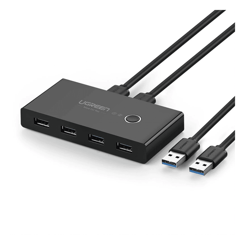 Conmutador USB para Compartir 4 Puertos USB 3.0 a 2 PC ́s | Cambio Mediante Botón | Incluye Dos Cables USB de 1.5 m | ABS | Permite que 2 Usuarios Compartan 4 Dispositivos Periféricos USB3.0, como una impresora, un escáner, etc. 30768