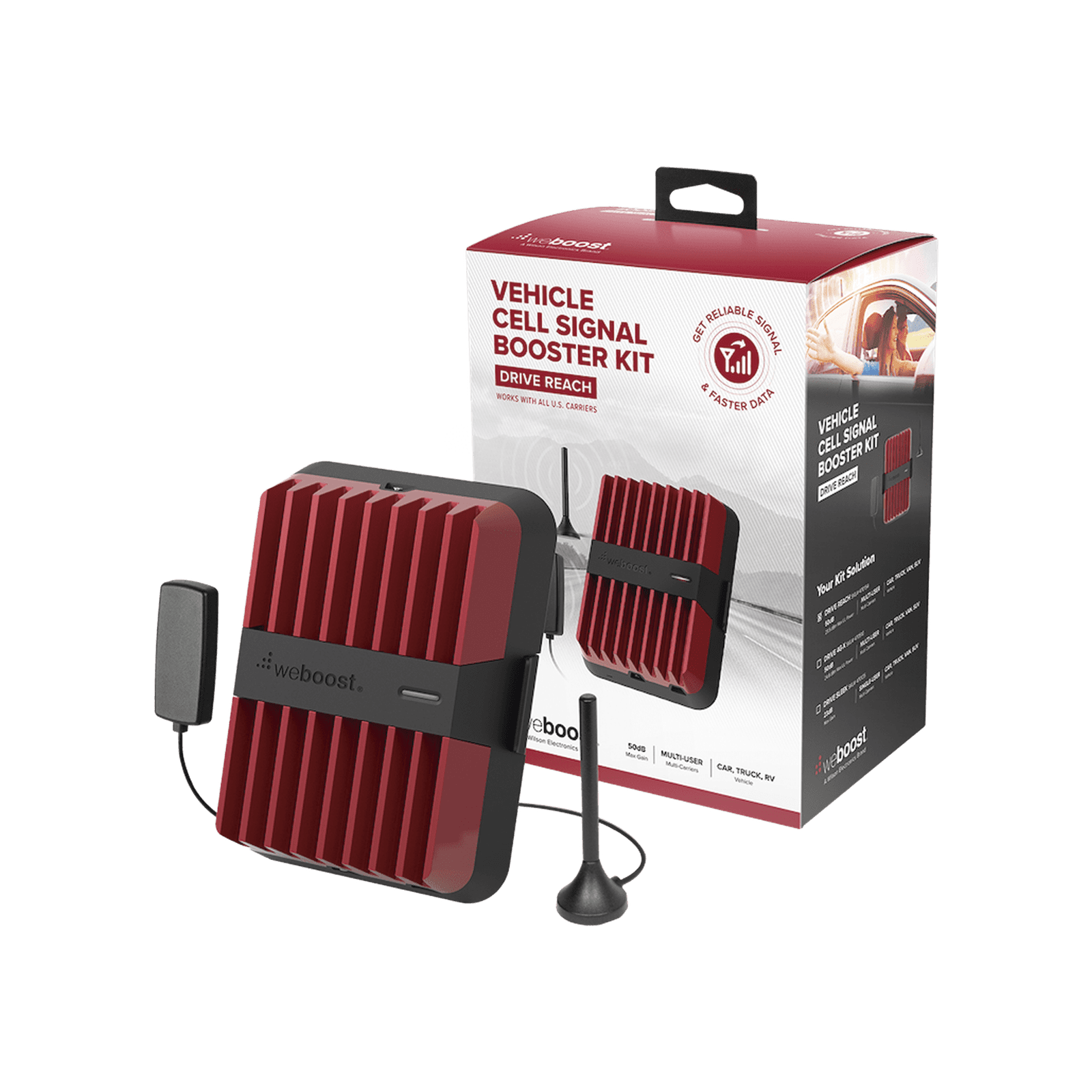 KIT de Amplificador de Señal Celular, DRIVE REACH | Capta Señal Celular de las Torres más Lejanas para que se Mantenga Comunicado y con Datos 4G LTE y 3G | Ideal para cualquier tipo de Vehículo de Pasajeros, Camionetas, Pick up 530-154 - WILSONPRO / WEBOOST