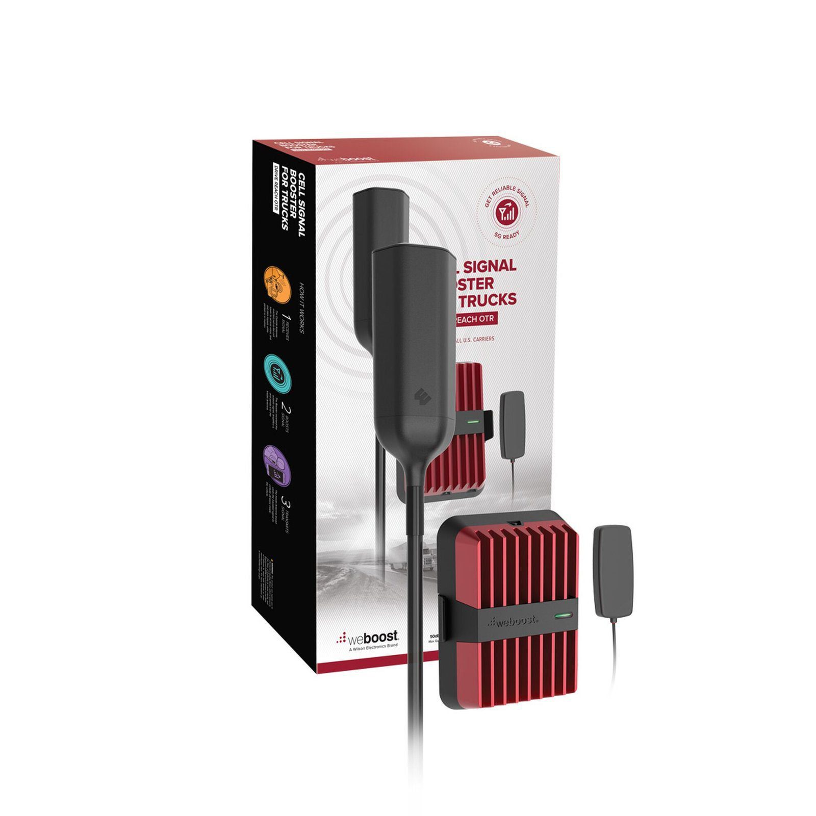 KIT Amplificador de Señal Celular 4G, 3G, VoLTE y Voz Convencional, Drive Reach OTR/ Especial para Tractocamión y Pick up Pesados/ Soporta múltiples dispositivos y compañías como Telcel, AT&T y Movistar a la vez. 532-154 - WILSONPRO / WEBOOST