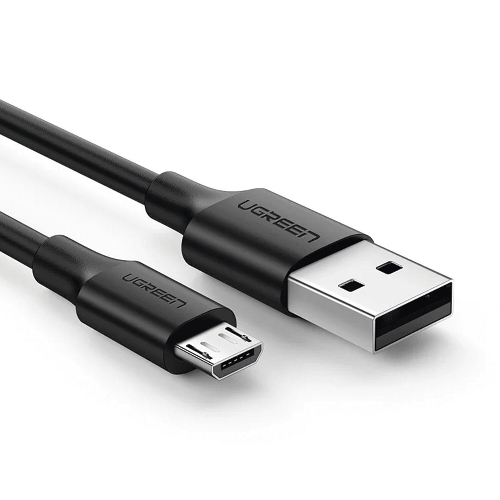 Cable USB-A a Micro USB | 2 Metros | Tecnología de Carga Rápida Qualcomm / QC 3.0/2.0 | Recarga hasta 18W | Transmisión de Datos hasta 480Mbps | Tecnología de Carga Segura | Hasta 5,000 Flexiones | ABS y PVC de Alta Duraci& 60138 - UGREEN