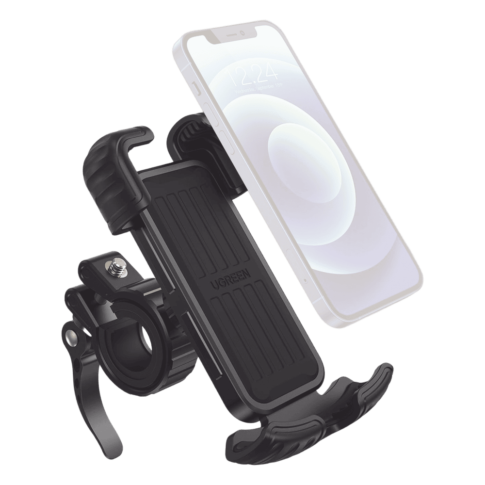 Soporte de Celular para Manillar de Motocicleta o Bicicleta / Anti Vibración / Protección de clip Antideslizante / Rotación de 360° / Bloqueo de Seguridad / Compatible con manillar de 0.6'' a 1.75'' / Soporta dispositivos de 4.6'' 60548