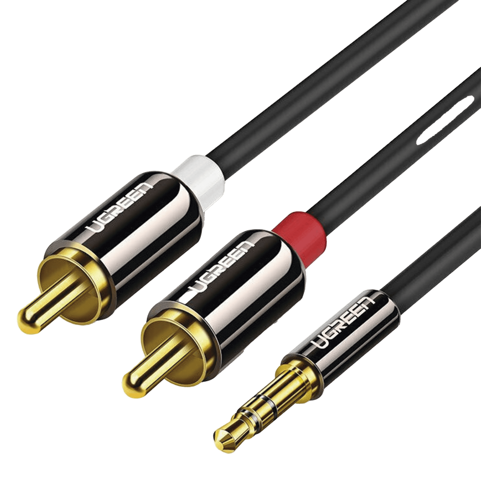 Cable Audio Premium Jack 3.5mm a 2 RCA / 10 Metros / Flexible / Doble Blindaje / Transferencia de Audio sin Pérdidas / Caja de Aleación de Cobre / Amplia Compatibilidad / Diseño Duradero. 60836 - UGREEN