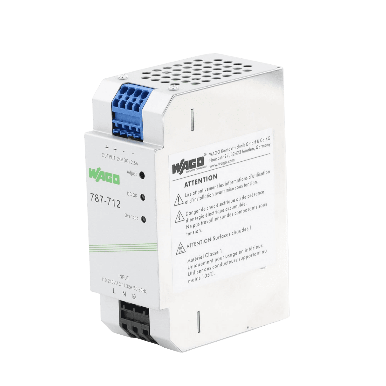 Fuente de alimentación; ECO; monofásico; Tensión de salida 24V DC; Corriente de salida 2,5A; DC-OK LED; 4,00 mm² 787-712 - WAGO