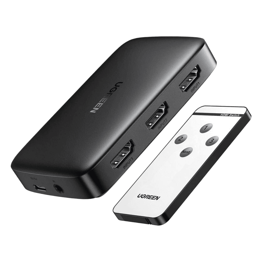 Conmutador HDMI (Switch) 4K@30Hz | 3 Entradas a 1 Salida | 3D | Transmisión Estable | Incluye Control Remoto | Receptor de Infrarrojos | Indicador LED | Chip Inteligente | Incluye Cable Micro USB para Alimentación. 80125