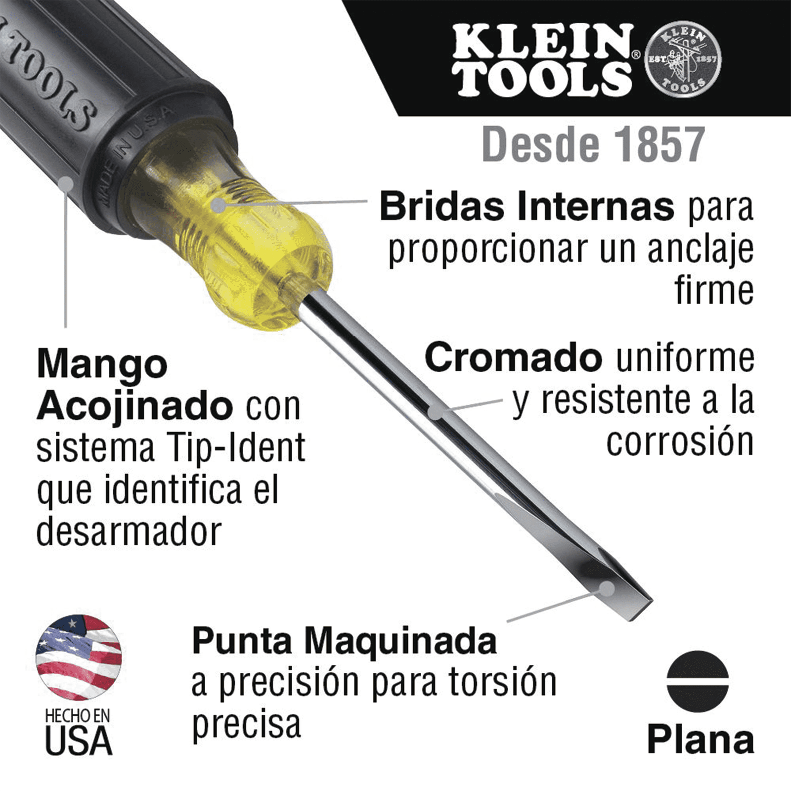 Juego de desarmadores de punta ranurada y Phillips de 4 piezas. 85105 - KLEIN TOOLS