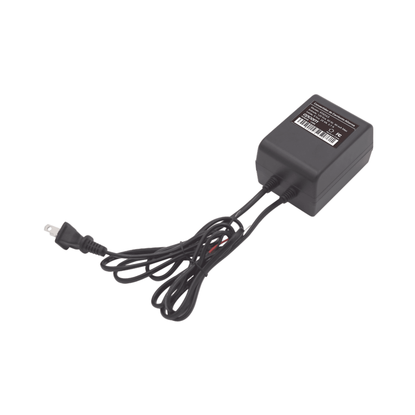 9 Vca / 2.7 A / 25 VA / Transformador / Voltaje de entrada 120 Vca / Para Usos Múltiples / Video Vigilancia, Acceso, Asistencia, Alarmas, Bocinas, Etc. RT-925LS - EPCOM POWERLINE