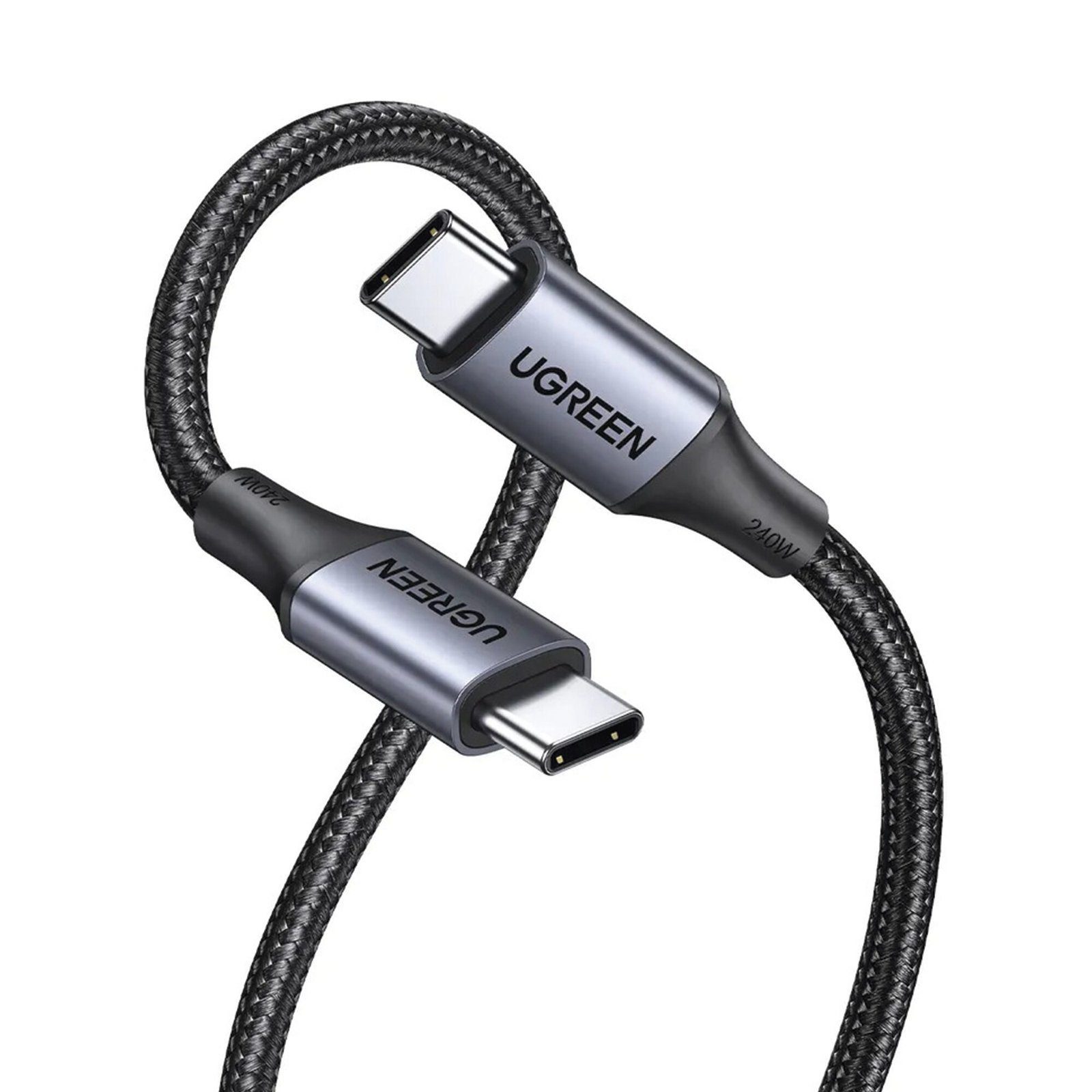Cable USB-C a USB-C | 2 Metros | Potencia de Carga 240W | 48V/5A | PD3.1 /3.0 | 480 Mbps | Chip E-Market | Carcasa de Aluminio | Nylon Trenzado. 90440 - UGREEN