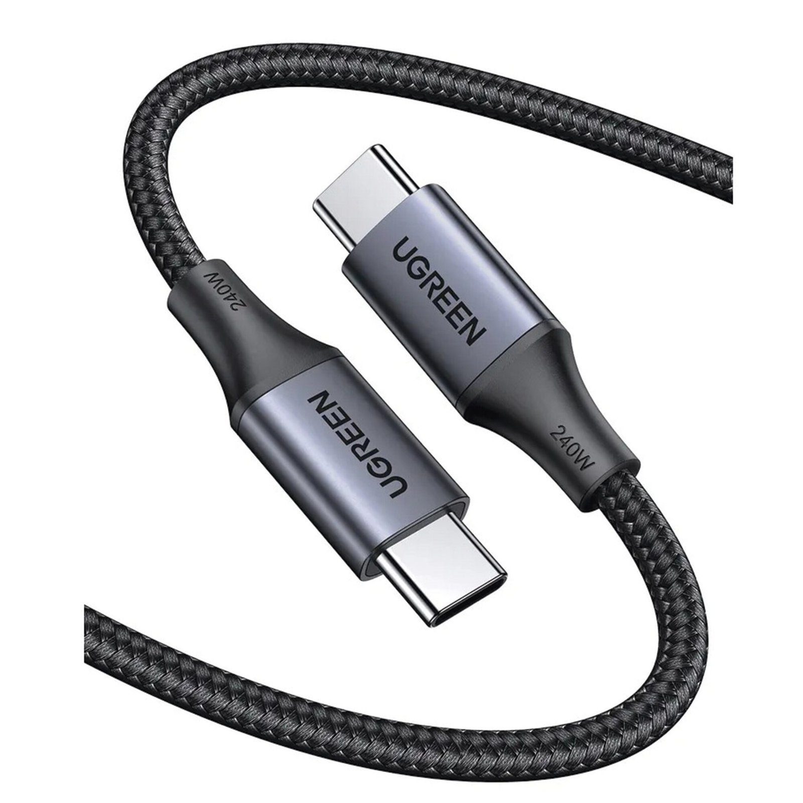 Cable USB-C a USB-C | 2 Metros | Potencia de Carga 240W | 48V/5A | PD3.1 /3.0 | 480 Mbps | Chip E-Market | Carcasa de Aluminio | Nylon Trenzado. 90440 - UGREEN