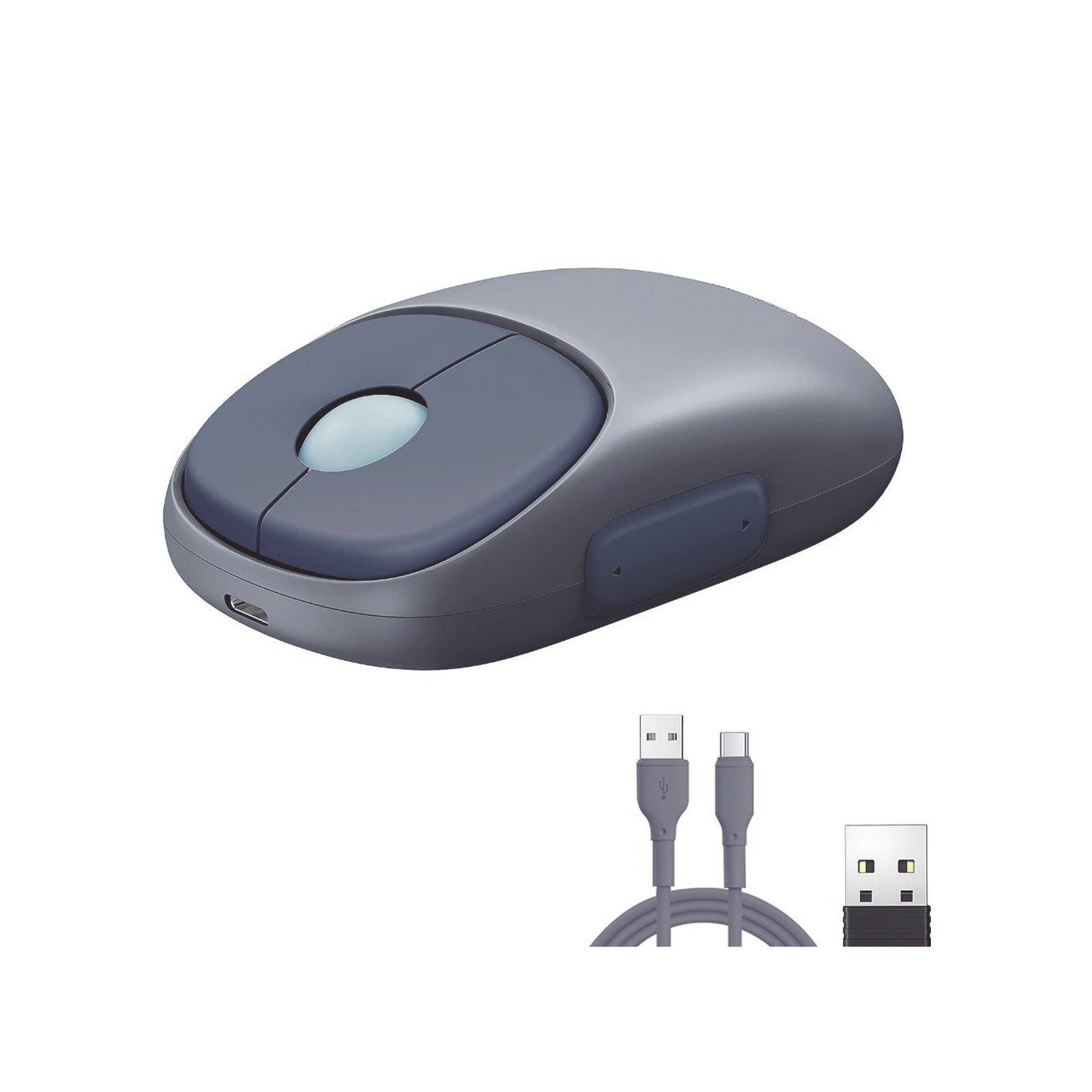Mouse Inalámbrico FUN | Recargable| 2.4G & Bluetooth | 4 Niveles de DPI | Silencioso | Ergonómico | 5 Botones | Compatible con Windows, macOS 10.5, Android iOS Linux y Chrome OS | Color Azul. 90538 - UGREEN