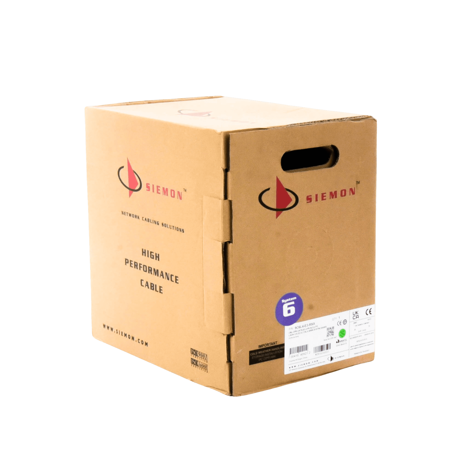 Bobina de Cable UTP Reelex, de 4 pares, Alto Desempeño Cat6, LS0H (Bajo humo, cero halógenos), Color Violeta, 23 AWG, 305m 9C6L4-E3-RXA - SIEMON