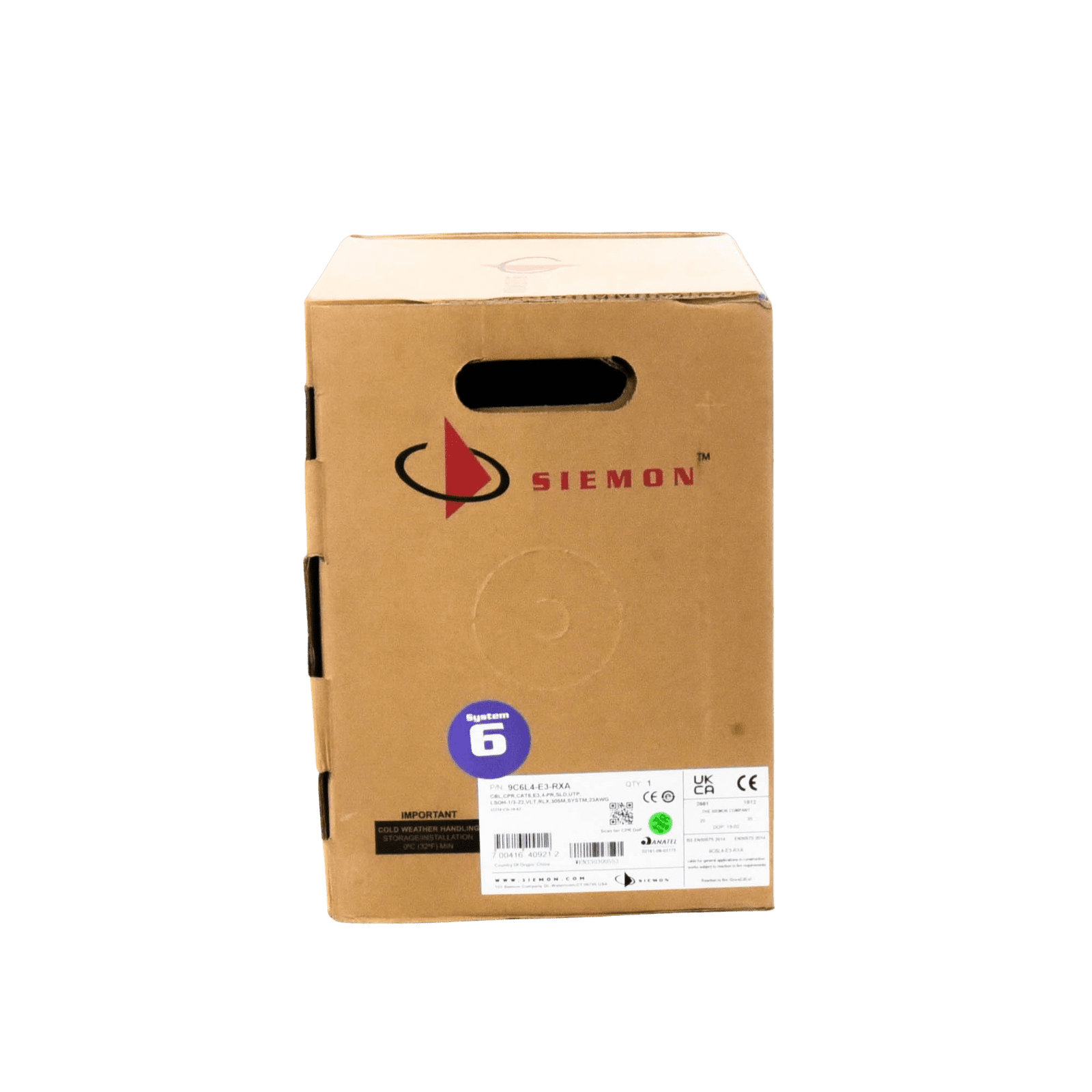 Bobina de Cable UTP Reelex, de 4 pares, Alto Desempeño Cat6, LS0H (Bajo humo, cero halógenos), Color Violeta, 23 AWG, 305m 9C6L4-E3-RXA - SIEMON