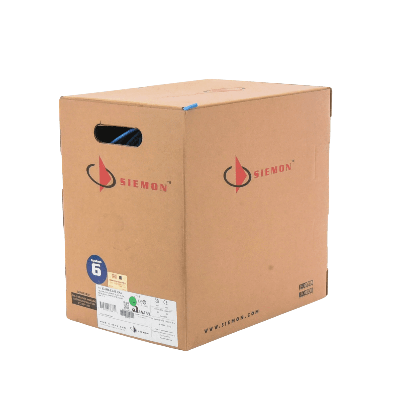 Bobina de Cable UTP Reelex, de 4 pares, Alto Desempeño Cat6, PVC (CM), Color Azul, 23 AWG, 305m 9C6M4-E3-06-RXA - SIEMON