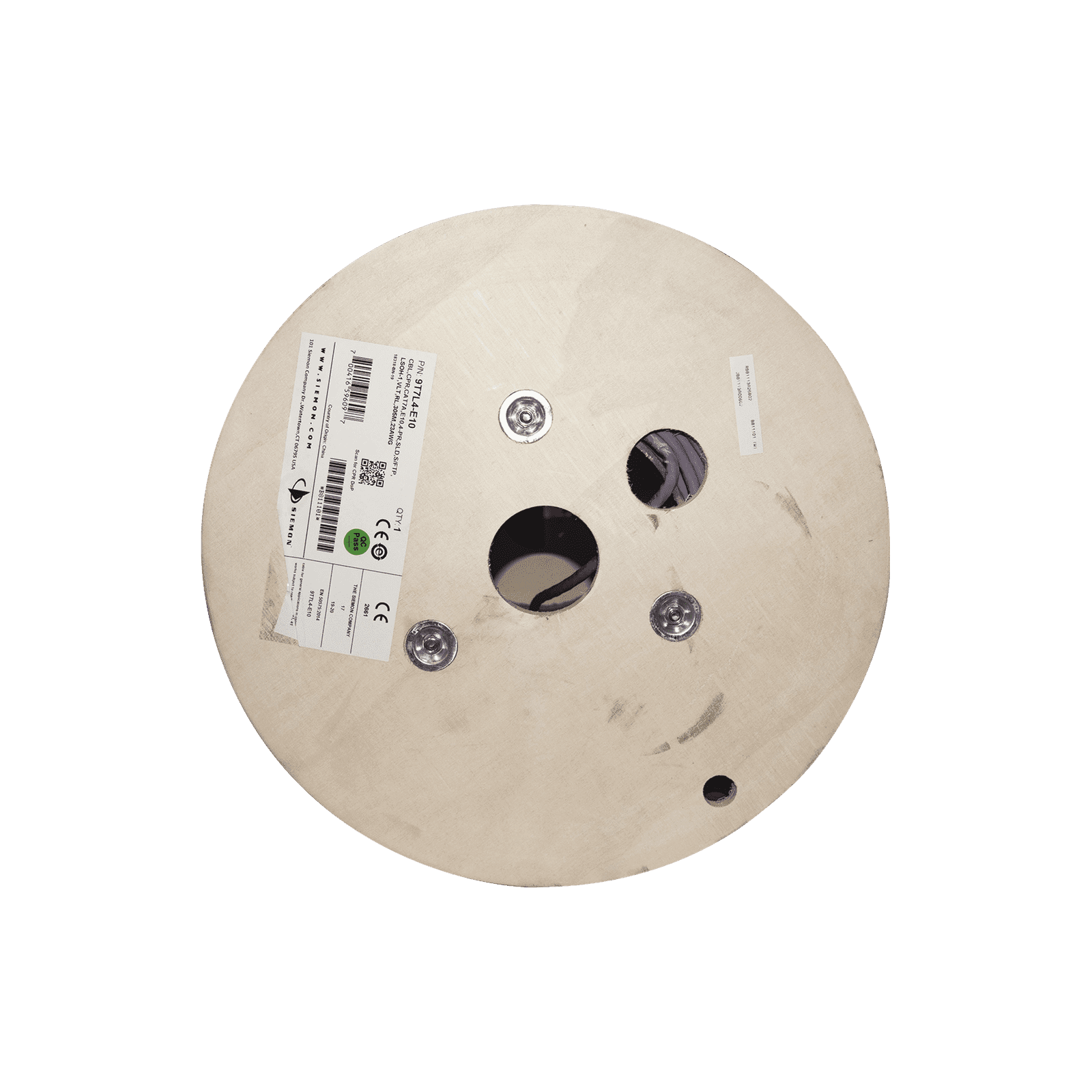 Bobina de Cable Blindado S/FTP de 4 pares, Cat7A, Inmune a Ruido e Interferencias, LS0H (Bajo humo, Cero Halógenos), Color Violeta, 305 m 9T7L4-E10 - SIEMON