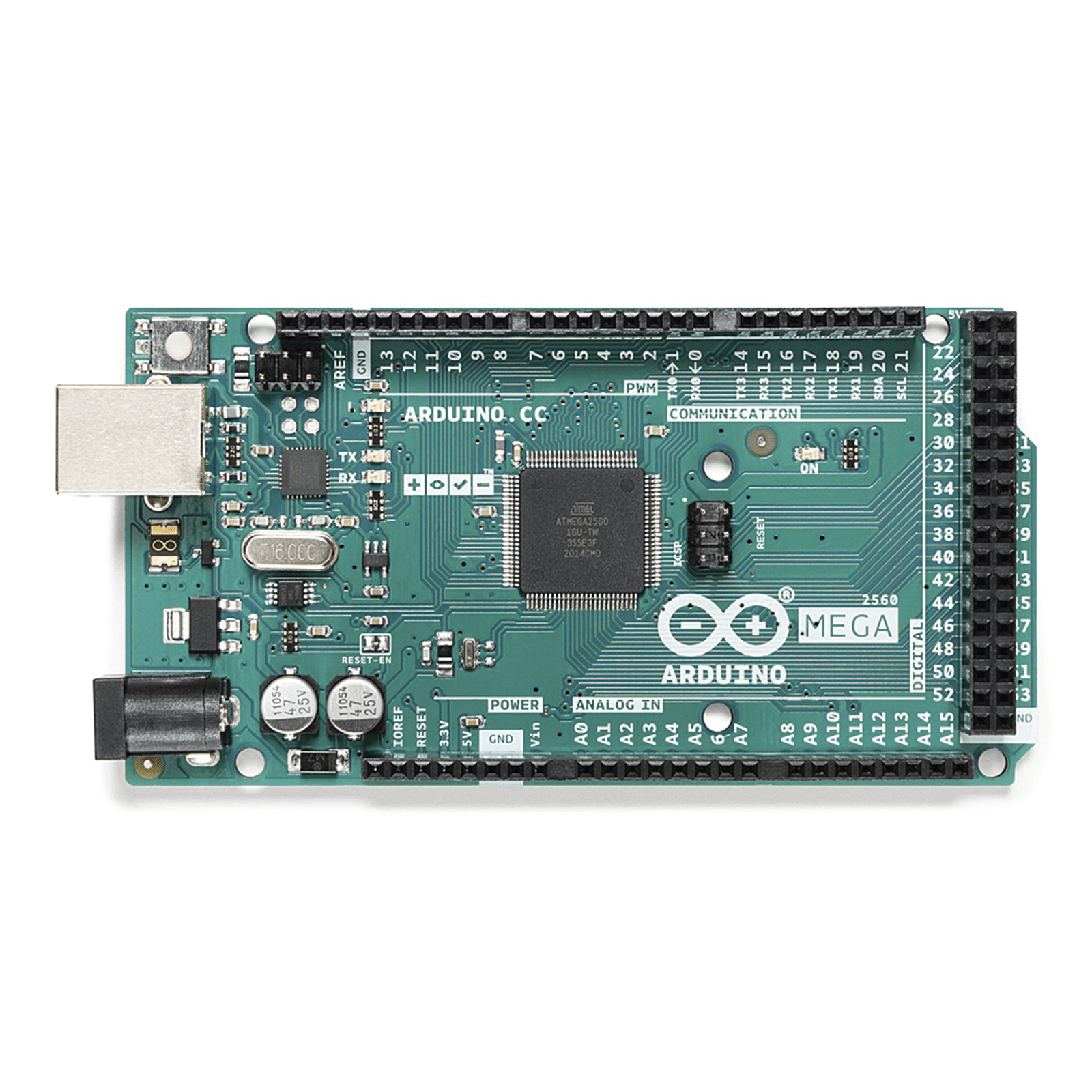 Arduino MEGA2560 REV3 / Para proyectos que requieren una mayor cantidad de IO´s , Cuatro puertos seriales, 54 pines IO (15 PWM y 16 entradas analogicas) A-000067 - ARDUINO LLC