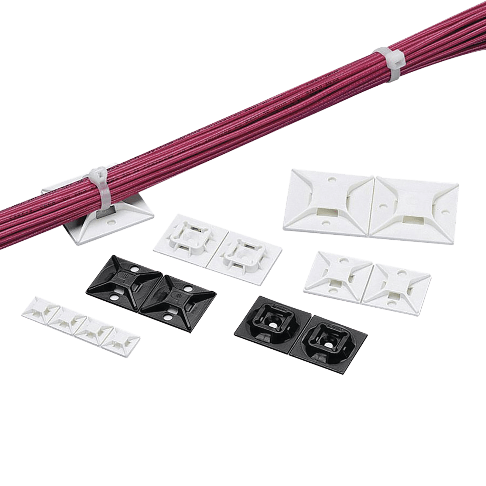 Montaje-Sujetador Para Cable de 4 Vías, con Adhesivo, 25.4 x 25.4mm (1in x 1in), Color Blanco, Uso en Interior, 1 pieza ABM2S-A-C - PANDUIT