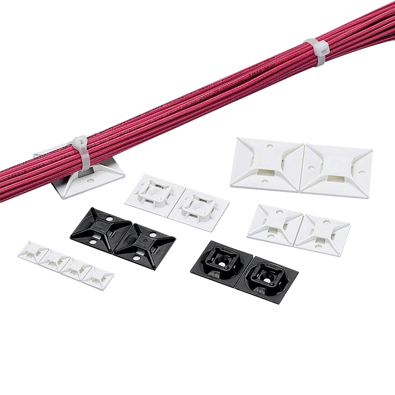 Montaje-Sujetador Para Cable de 4 vías, con Adhesivo Acrilico, 25.4 x 25.4mm (1in x 1in), Color Negro, Uso en Exterior, 1 pieza ABM2S-AT-C0 - PANDUIT