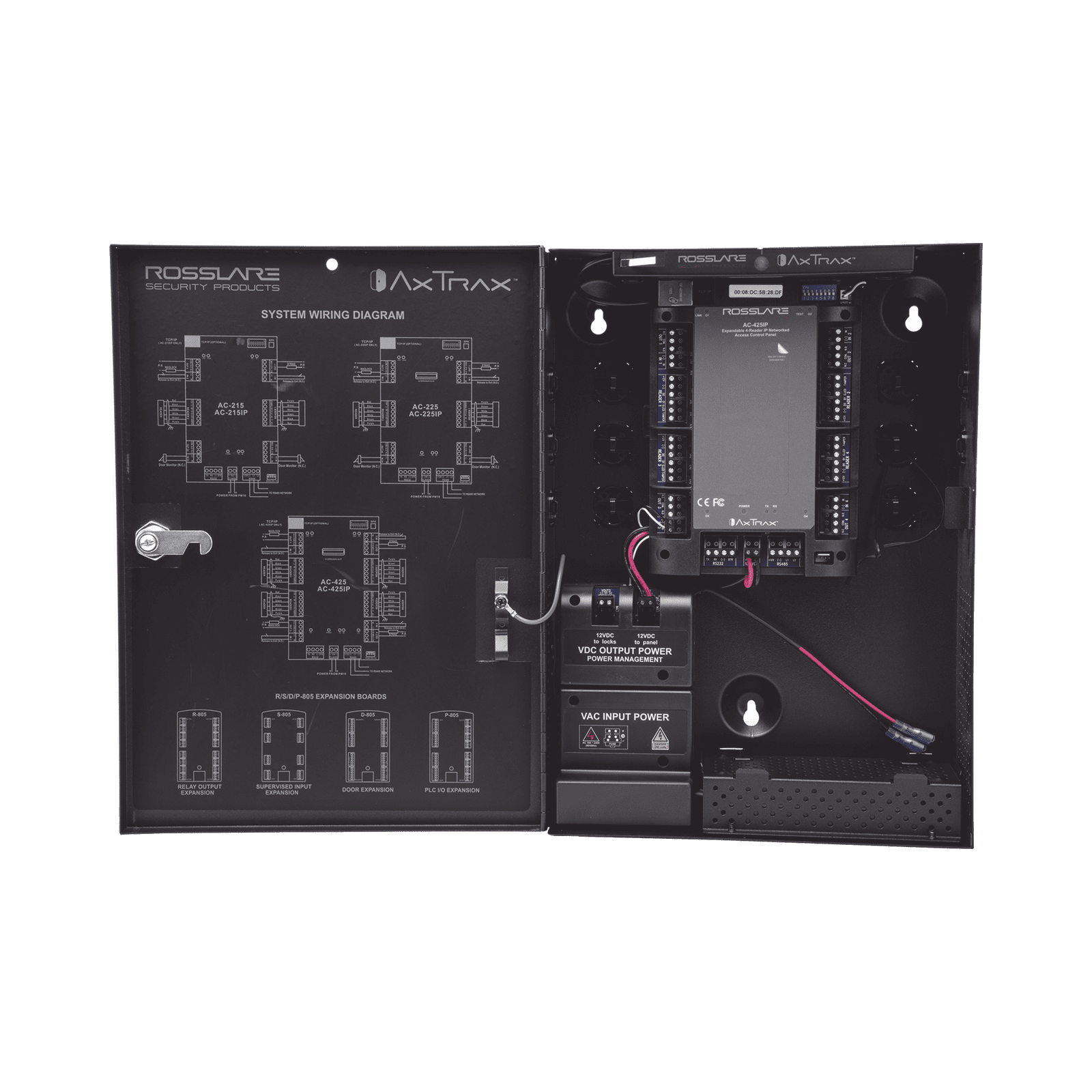 Controlador de Acceso para 4 Lectoras / Expandible a 4 Lectores Adicionales / 30,000 Tarjetas / 20,000 Eventos / Incluye Gabinete y Fuente de Alimentación / Nueva Generación! AC-425IP-BU - ROSSLARE SECURITY PRODUCTS
