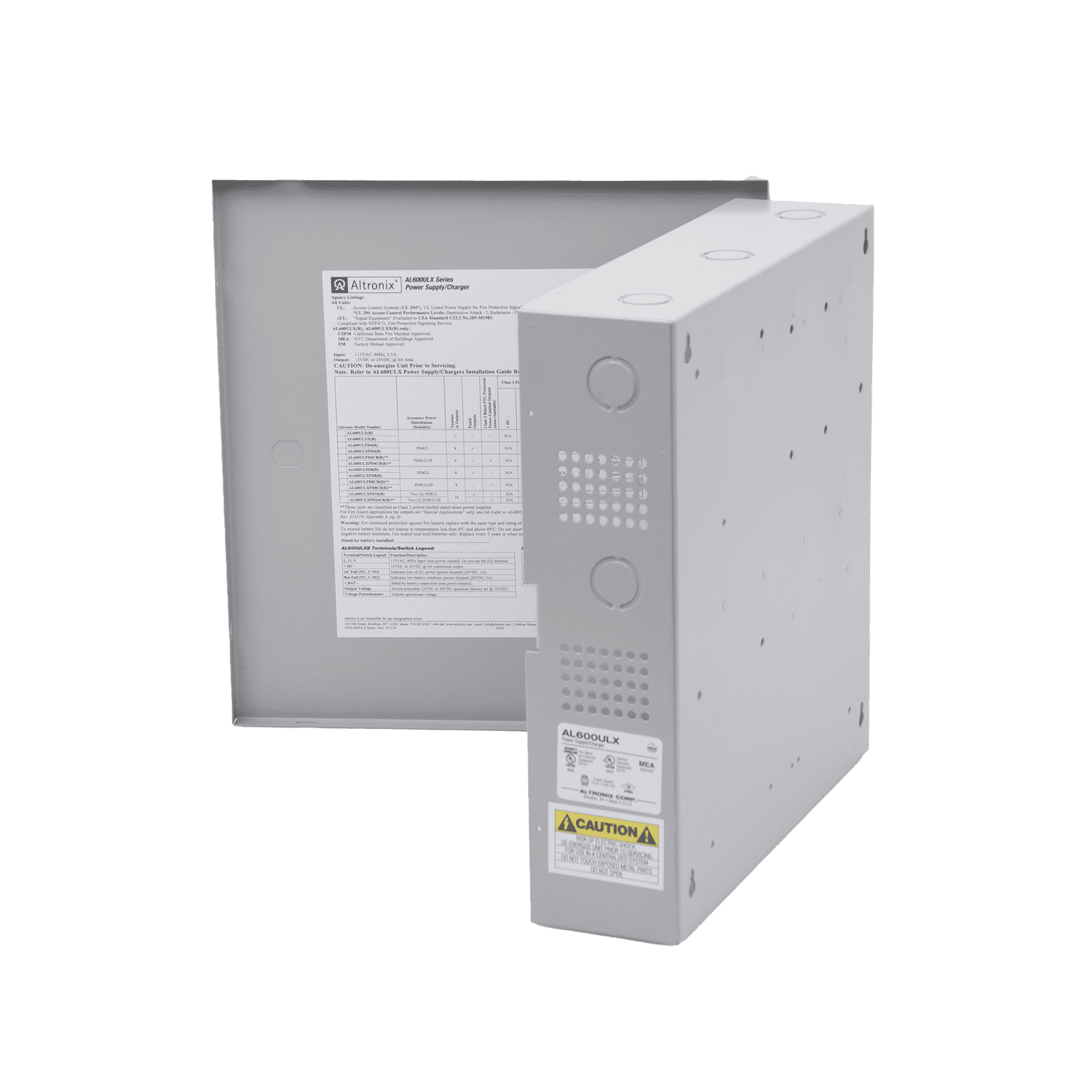 12 o 24 Vcc @ 6 A / fuente tipo control / para 8 entradas a 8 salidas / capacidad de batería de respaldo / requiere batería. AL600ULPD8CB - ALTRONIX