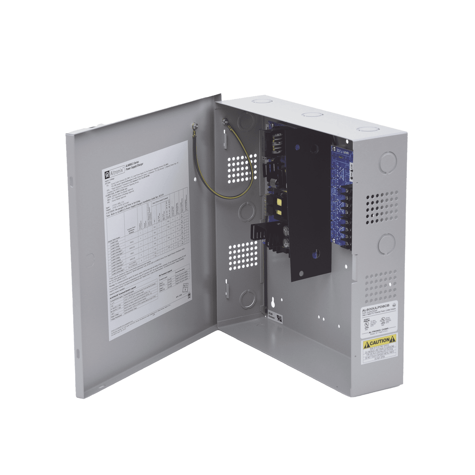 12 o 24 Vcc @ 6 A / fuente tipo control / para 8 entradas a 8 salidas / capacidad de batería de respaldo / requiere batería. AL600ULPD8CB - ALTRONIX