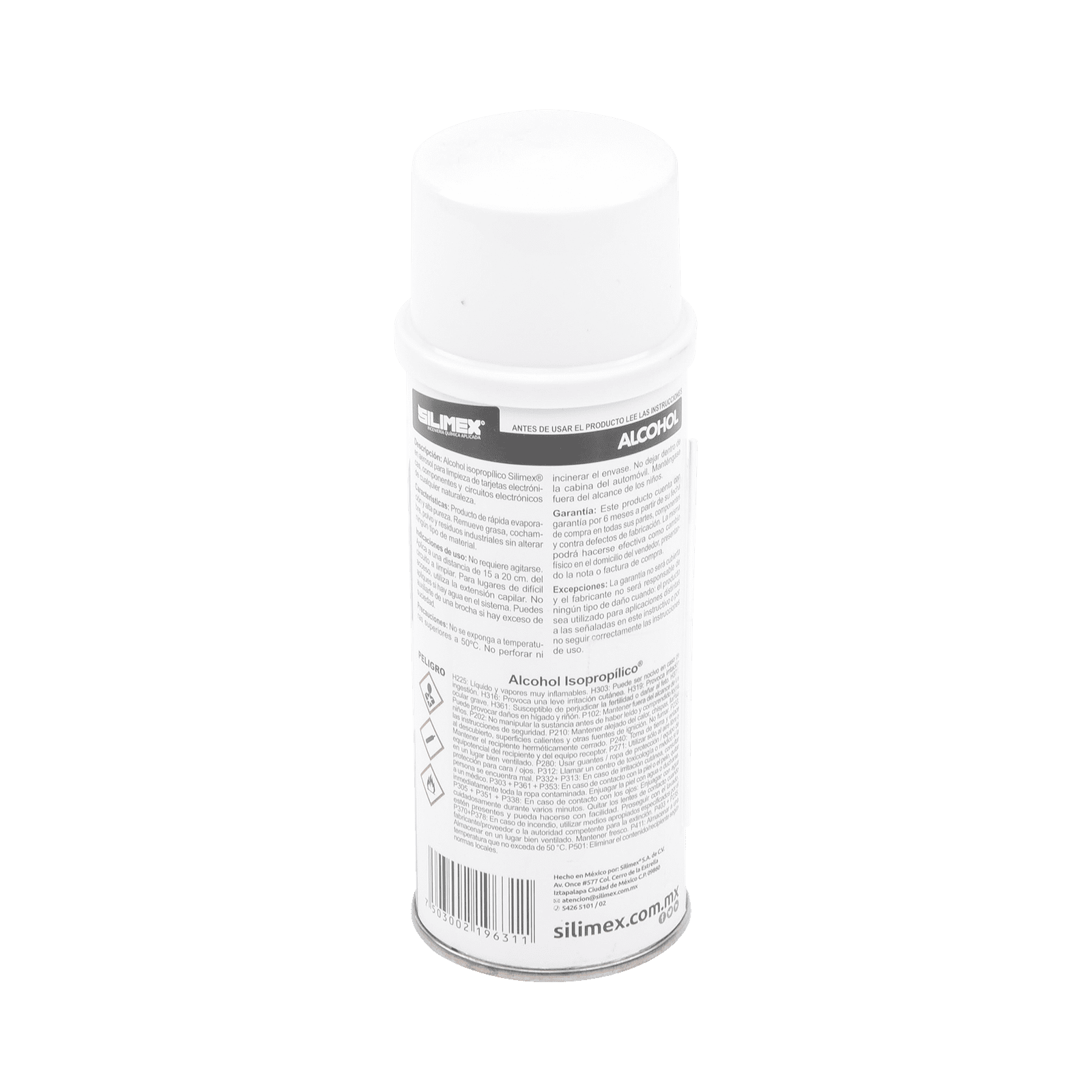 Alcohol Isopropilico en Aerosol para limpieza de equipos de vídeo, fibra óptica, cómputo, y equipo telefónico 250 ml ALCOHOLS - SILIMEX