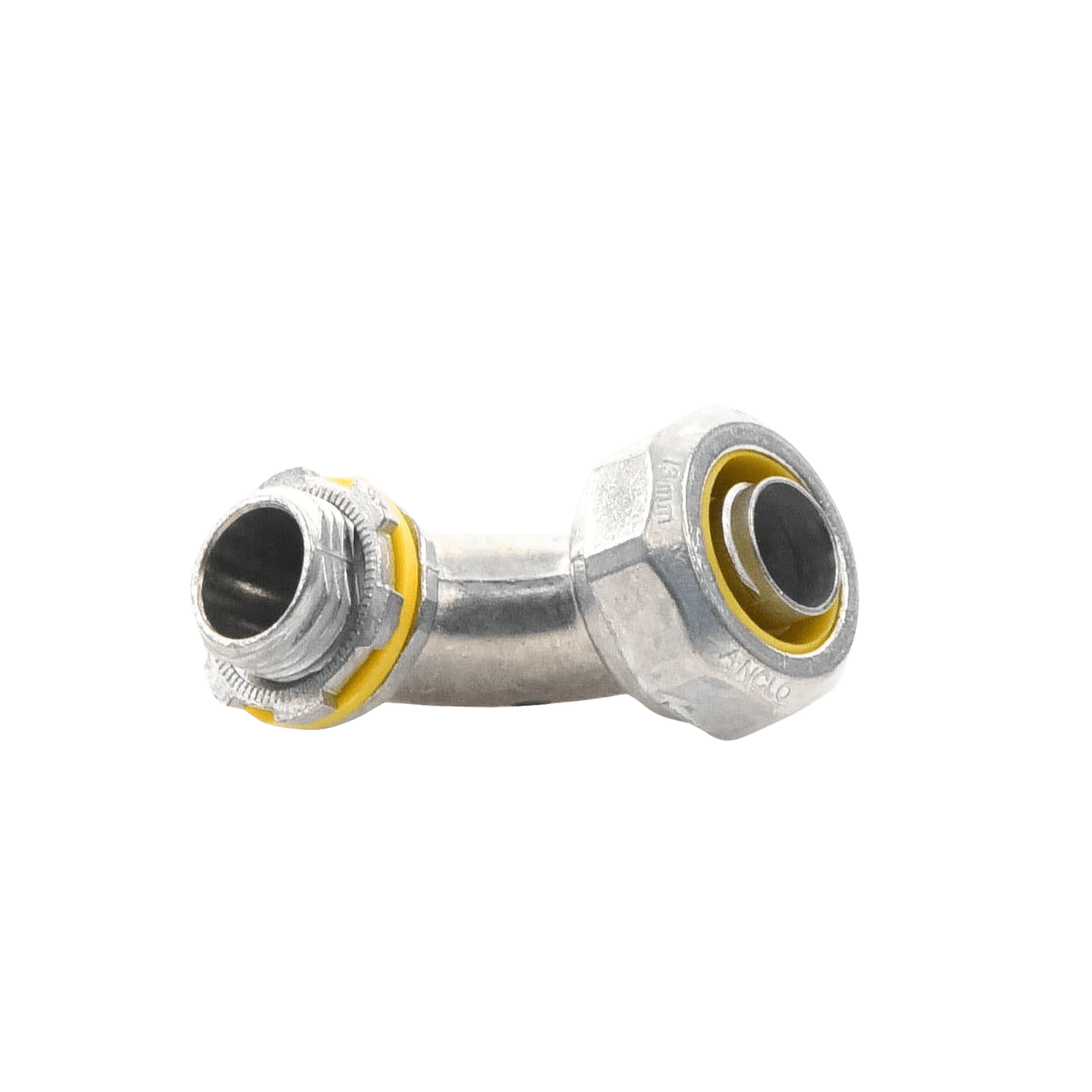 Conector Curvo para tubo tipo Liquidtight de 1/2″  (13 mm). Compatible con ANC-COT12. ANC-HLC-12 - ANCLO