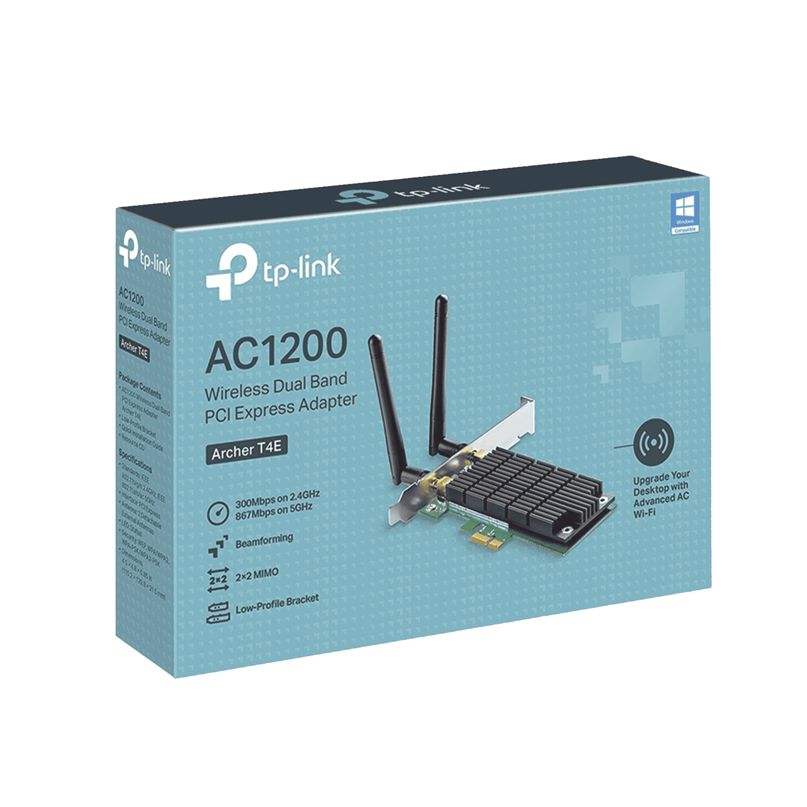 Adaptador  PCI inalámbrico doble banda AC 1200 Mbps / Antena de alta ganancia / Tecnología MU-MUMO 2X2 / Soporte de perfil bajo y Altura completa ARCHERT4E - TP-LINK