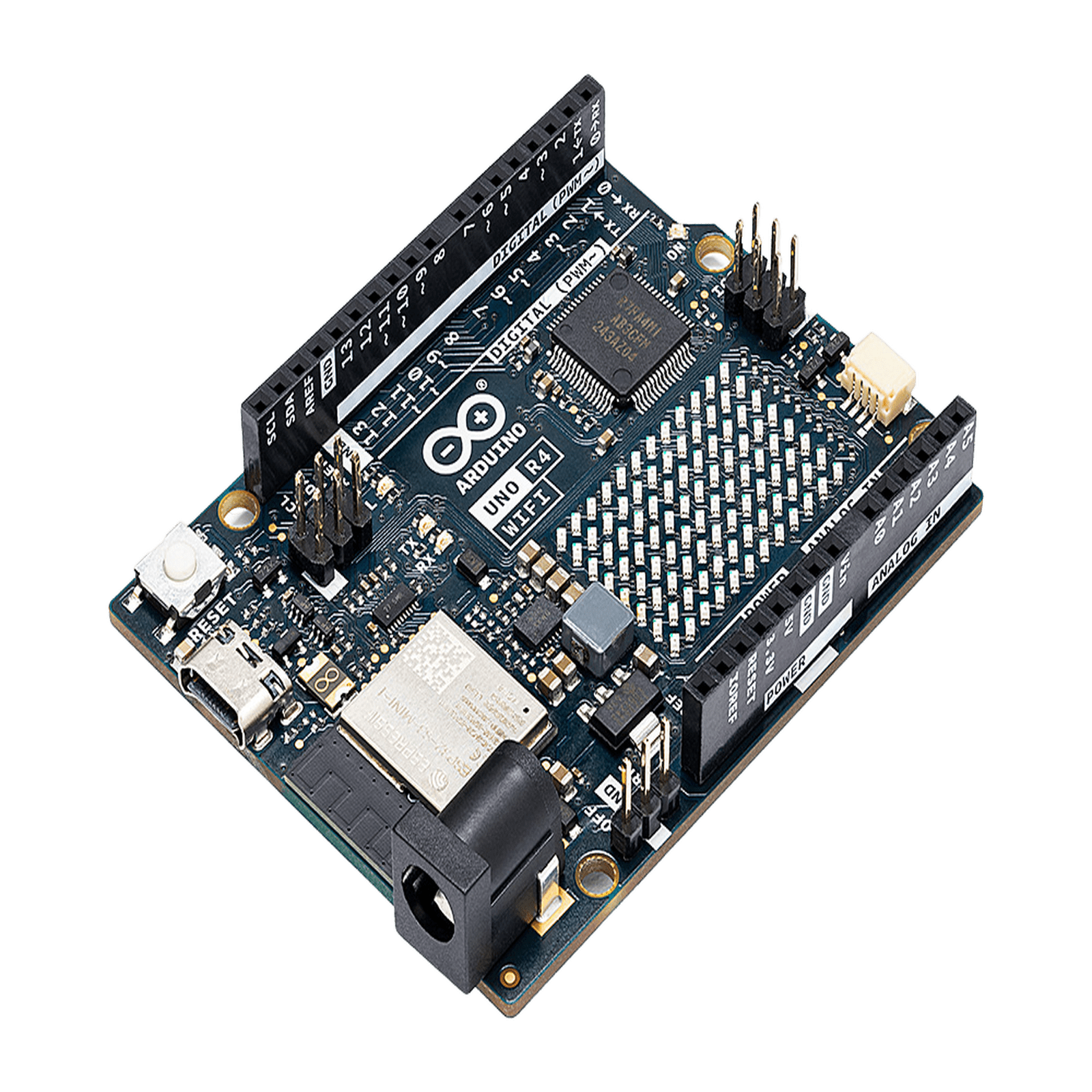 ARDUINO UNO REV4 WIFI, Retrocompatible con la UNO R3, la Arduino UNO R4 WiFi incluye una matriz LED 12×8 para interfaz mejorada y destaca por su conectividad y mayor potencia de procesamiento ABX-00087 - ARDUINO LLC