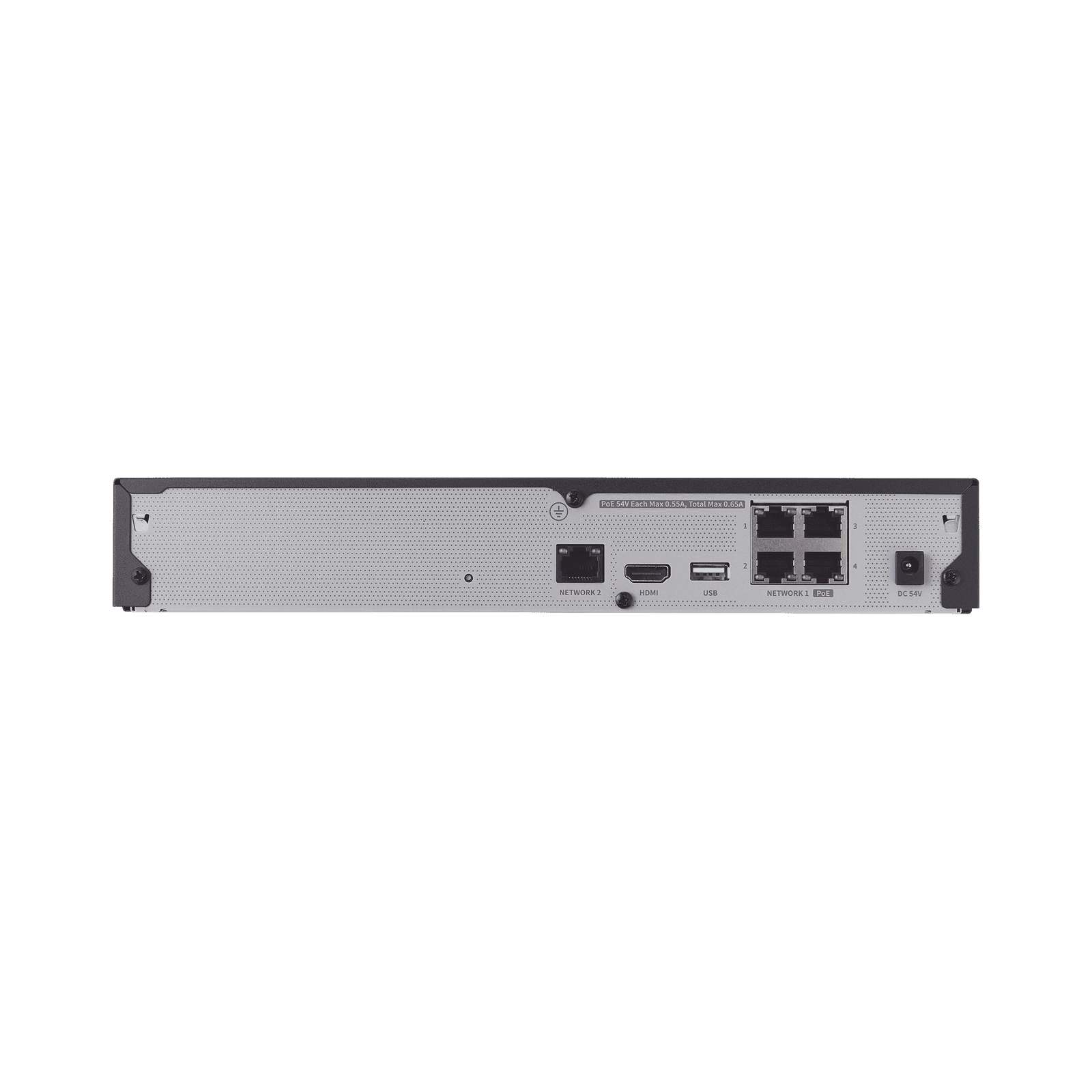 NVR 4 canales grabacion hasta 8MP / H.265, H.264 / P2P Wisenet / 4 puertos PoE Plug and play / soporta 1 disco duro (no incluido). ARN-410S - Hanwha Techwin Wisenet