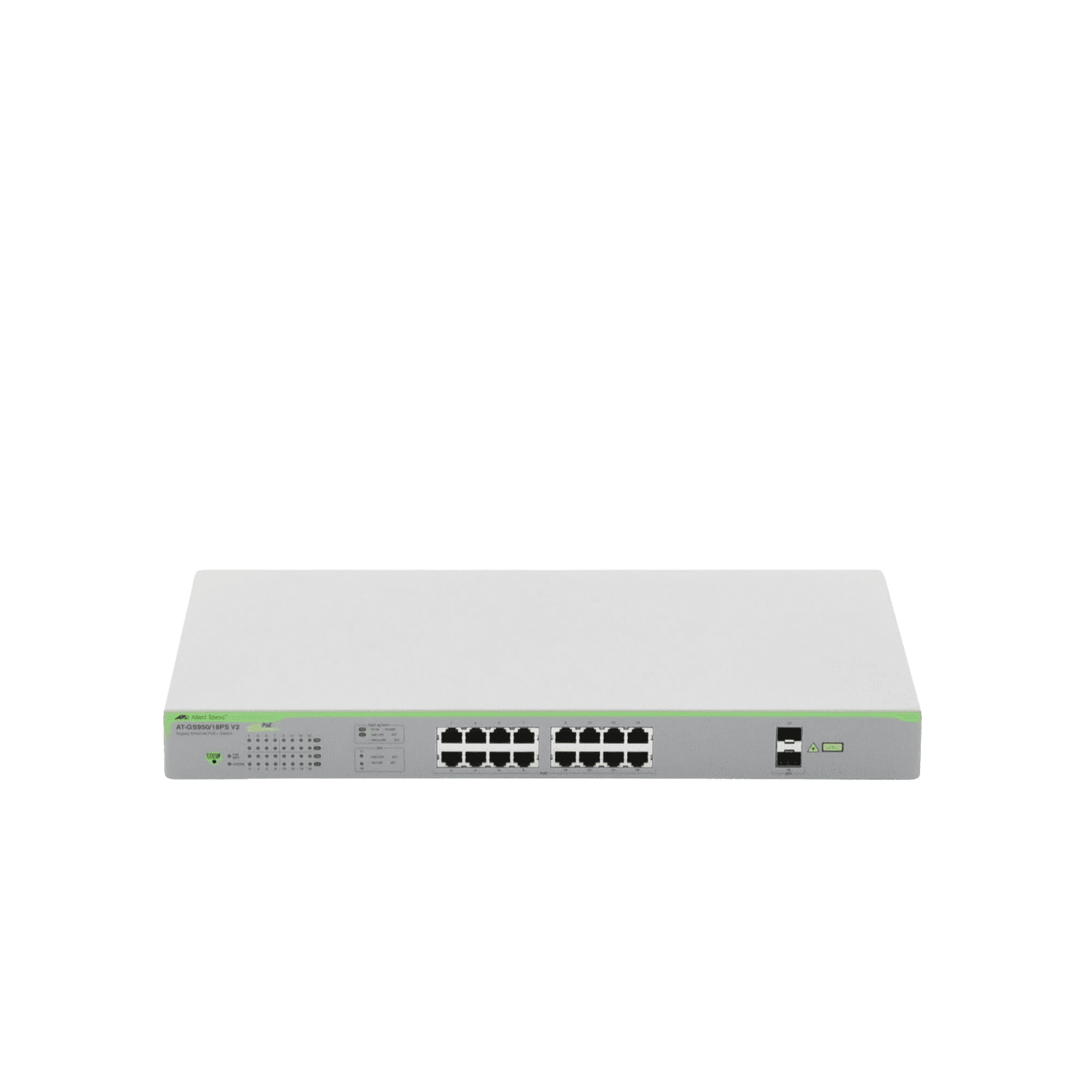 Switch PoE+ Gigabit WebSmart de 16 puertos 10/100/1000 Mbps (2 x Combo) + 2 puertos gigabit SFP (Combo), 185 W AT-GS950/18PS-V2-10 - ALLIED TELESIS