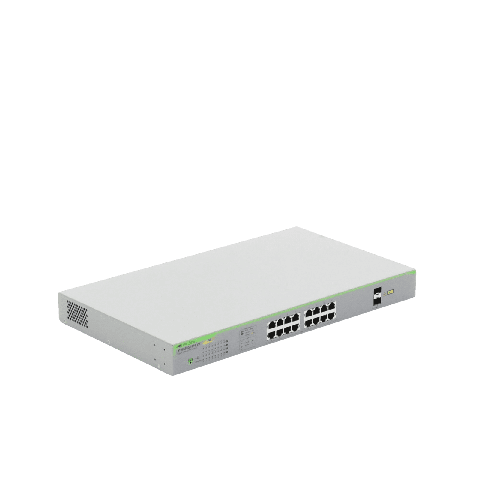 Switch PoE+ Gigabit WebSmart de 16 puertos 10/100/1000 Mbps (2 x Combo) + 2 puertos gigabit SFP (Combo), 185 W AT-GS950/18PS-V2-10 - ALLIED TELESIS