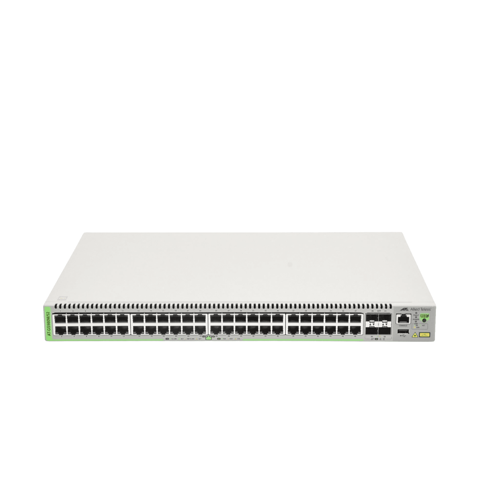 Switch Administrable CentreCOM GS980M, Capa 3 de 48 puertos 10/100/1000Mbps + 4 SFP Gigabit AT-GS980M/52-10 - ALLIED TELESIS