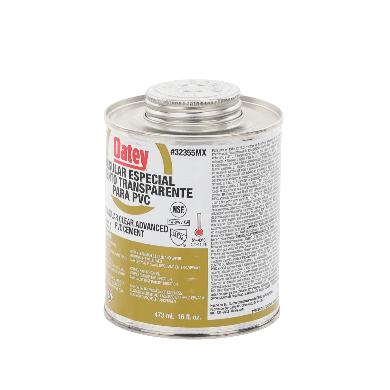 Pegamento / Cemento Claro de 473 ml para Tubo Conduit PVC Pesado. ATUP16PE - AMANCO-WAVIN
