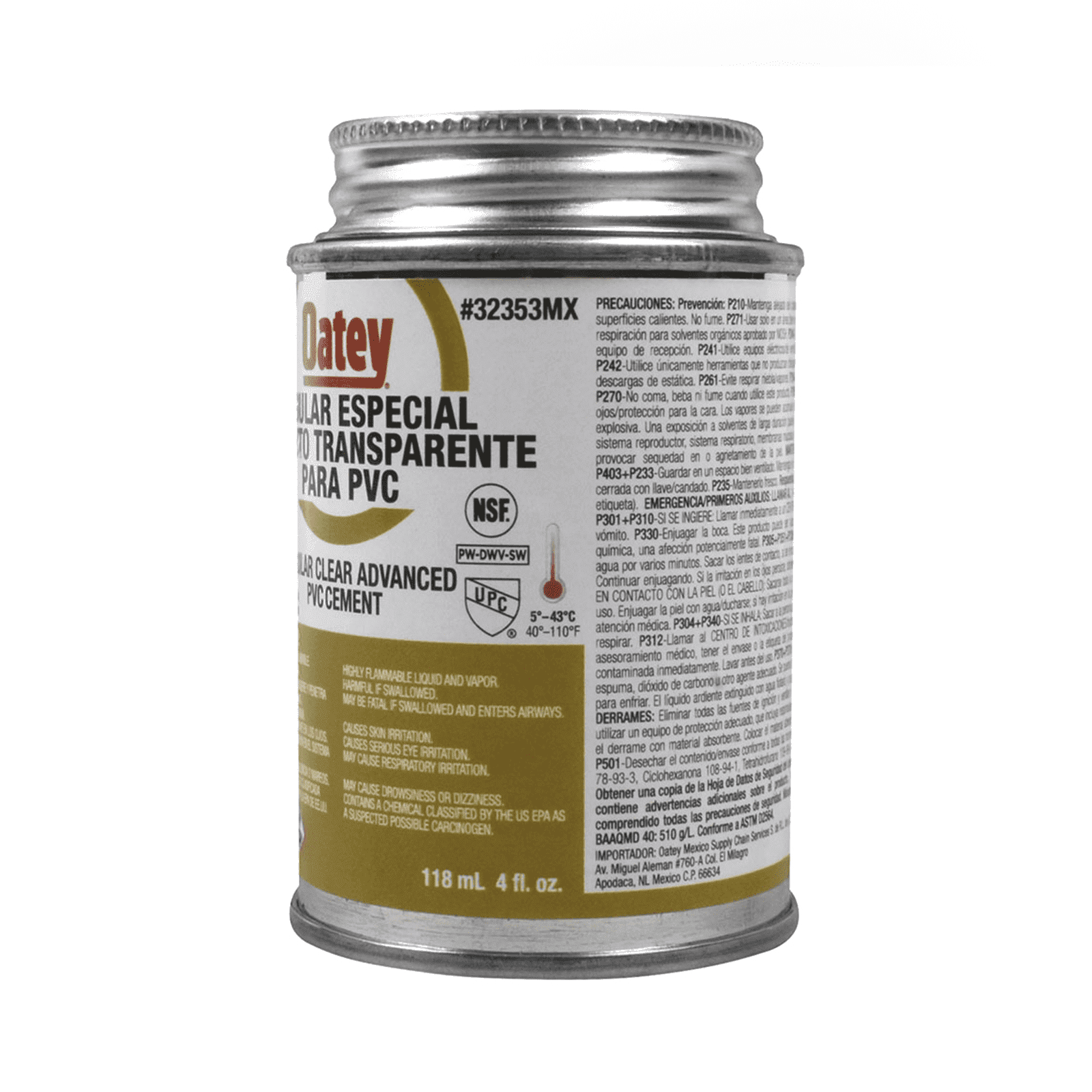 Cemento Claro de 118 ml para Tubo Conduit PVC Pesado. ATUP4PE - AMANCO-WAVIN