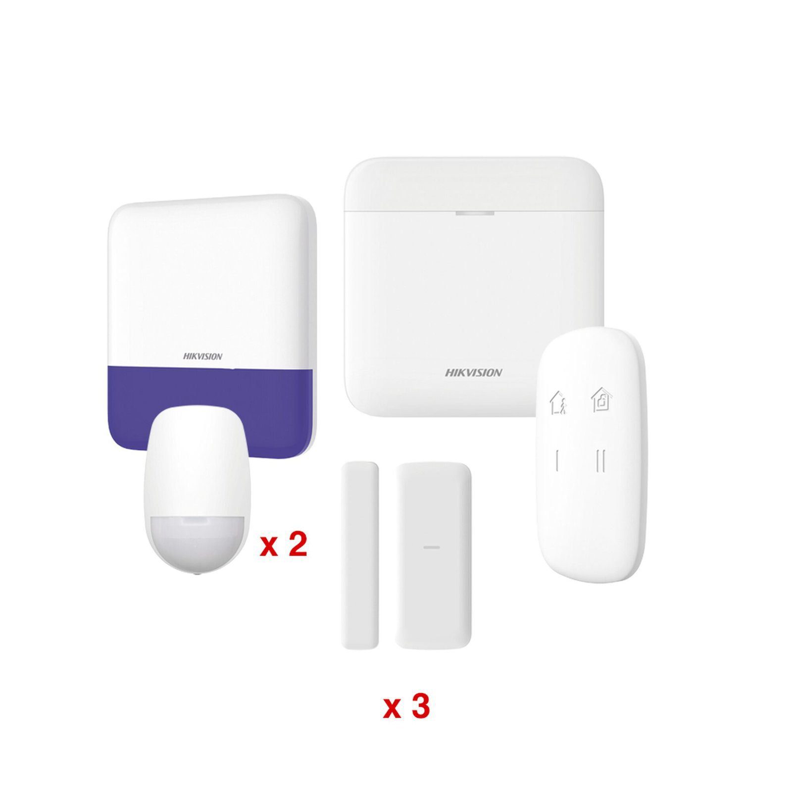 (AX PRO) KIT de Alarma AX PRO / Incluye: 1 Hub con batería de respaldo / 2 Sensores PIR / 3 Contactos Magnéticos mini / 1 Control Remoto / 1 Sirena Inalambrica Exterior  / WiFi / Compatible con Hik-Connect P2P DS-PWA48-KV2 - HIKVISION