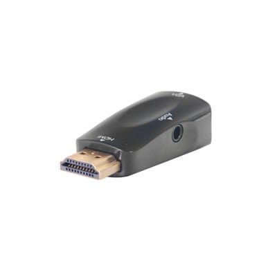 Adaptador (Convertidor) HDMI a VGA  / HDMI Macho a VGA Hembra / Resolución 1920×1080 @ 60Hz  / Adaptador de Audio de 3.5 mm / Chapado en Níquel HDMI-VGA - EPCOM POWERLINE