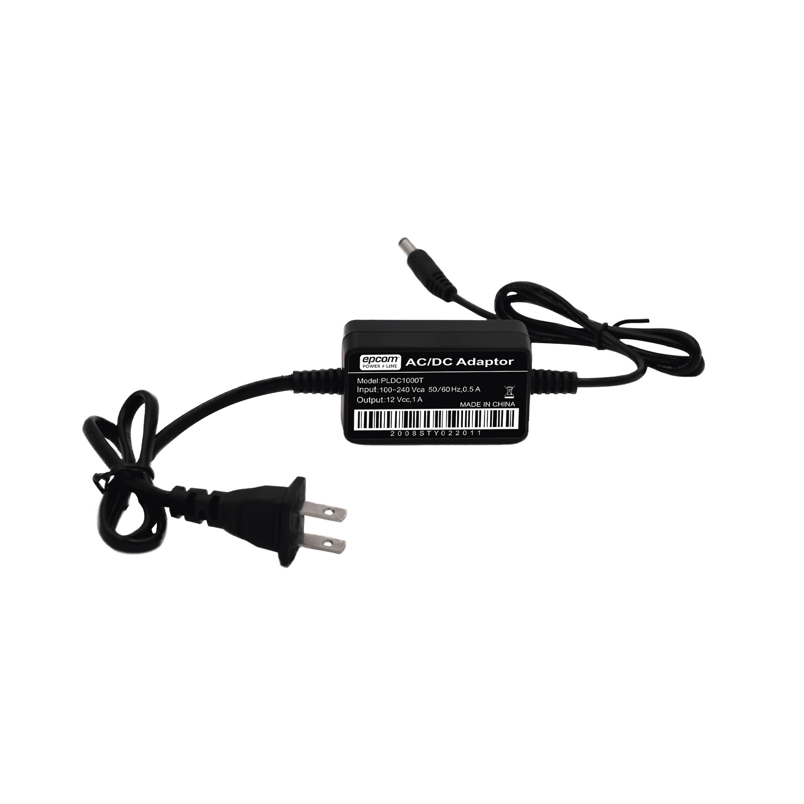 Adaptador de Pared de 12Vcc @ 1 A con cable y clavija Nema 1-15 / 0.5 metros a la toma de alimentación / 0.5 metros a la conexión del dispositivo PL-DC-1000T - EPCOM POWERLINE