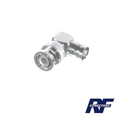 Adaptador en Ángulo Recto, de Conector BNC Macho a BNC Hembra, 50 Ohm (Monitor), Níquel/ Plata/ Teflón. RFB-1132 - RF INDUSTRIES,LTD
