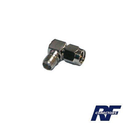Adaptador en Ángulo Recto, de Conector SMA Macho a SMA Hembra Níquel/ Oro/ Teflón. RSA-3402 - RF INDUSTRIES,LTD