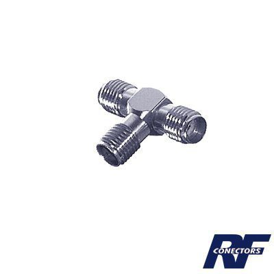 Adaptador en Forma T, de Triple Conectores SMA Hembra, Níquel/ Oro/ Teflón. RSA-3401 - RF INDUSTRIES,LTD