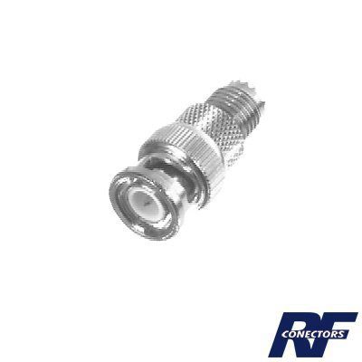 Adaptador en Línea de Conector Mini-UHF Hembra a BNC Macho, Níquel/ Oro/ Teflón. RFU-627 - RF INDUSTRIES,LTD