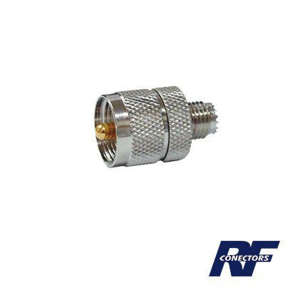 Adaptador en Línea de Conector Mini UHF Hembra a UHF Macho (PL-259), Níquel/ Oro/ Teflón. RFU-626 - RF INDUSTRIES,LTD