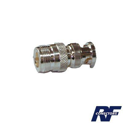 Adaptador en Linea para 50 Ohm, de Conector N Hembra a BNC Macho, Plata /Oro /Teflón. RFN-1038-1 - RF INDUSTRIES,LTD